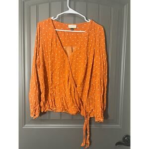 Universal Thread Burnt Orange Faux Wrap Long Sleeve Size 2x